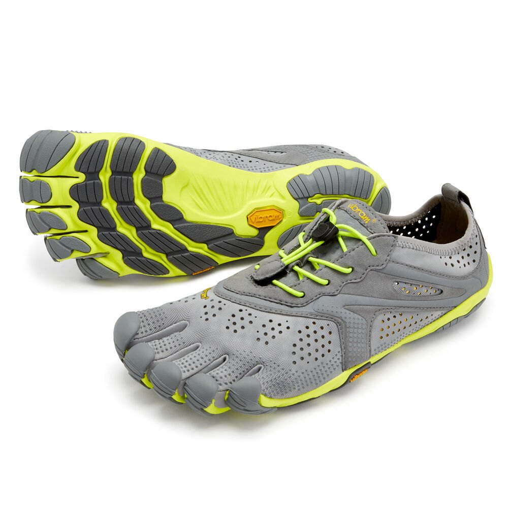 Vibram Five Fingers Mens V-Run - Hiking Shoes Grey/Green - FJT472310